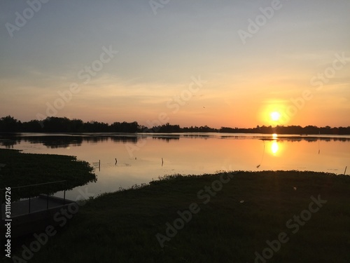 sunset on river in Songkhla Lake Non-Hunting Area  Khu Khut Sub-district  Sathing Phra District  Songkhla Province