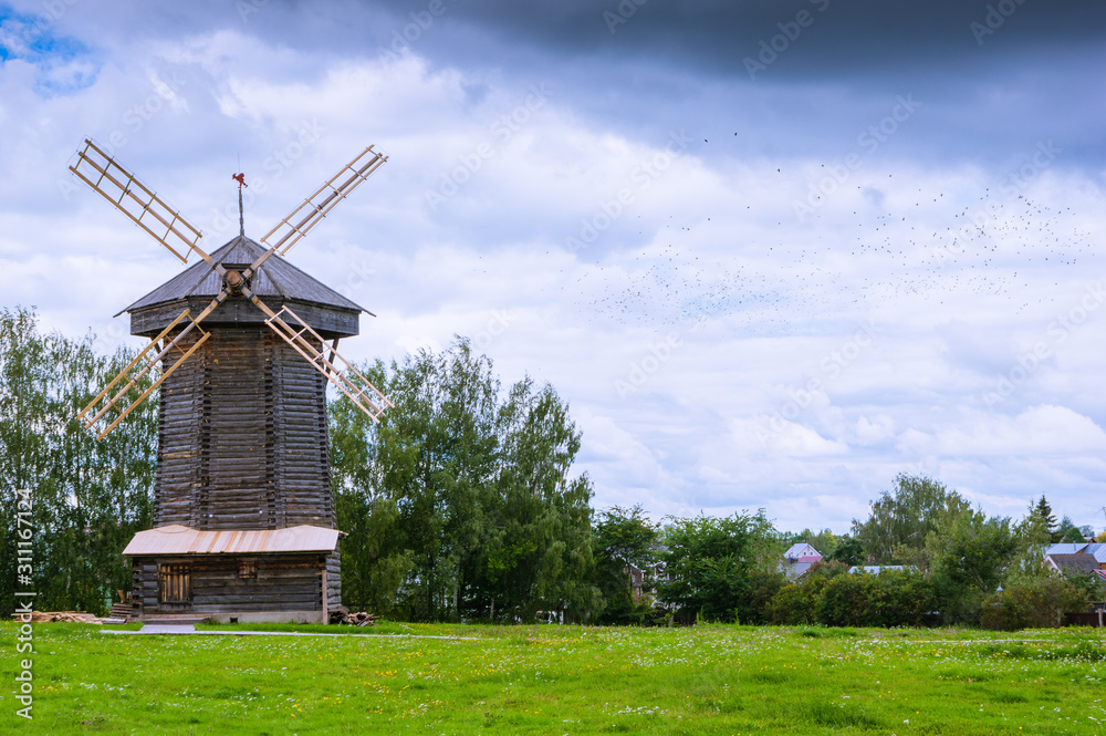 An old wooden windmill