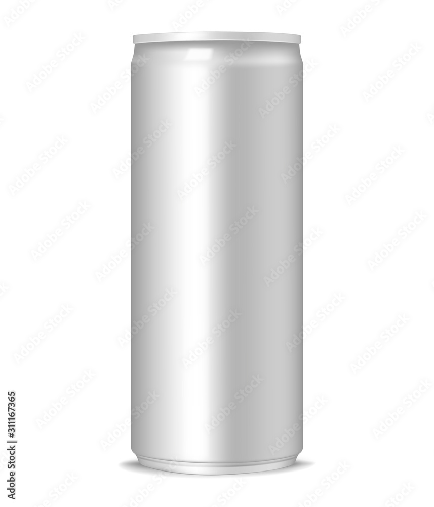 Drink aluminum can isolated on white background, realistic mockup. Blank beverage packaging, vector mock-up for design Drink aluminum can isolated on white background, realistic mockup. Blank beverage packaging, vector mock-up for design