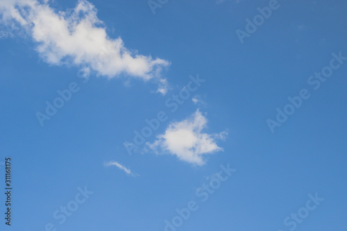 Blue sky with soft white cloudy atmosphere is clear and clean.