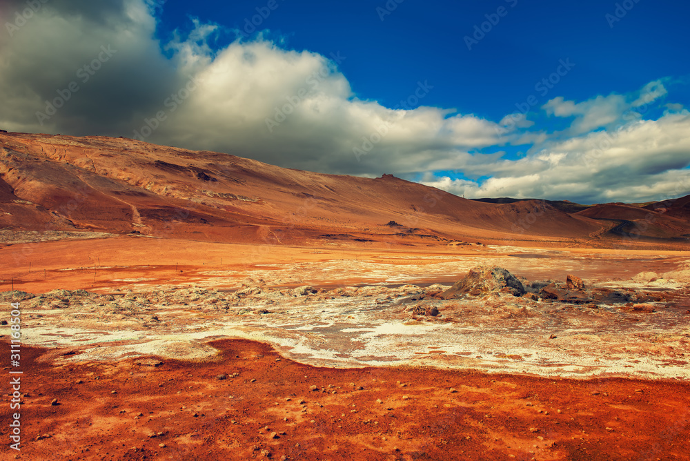 Geothermal area Hverir, Iceland.