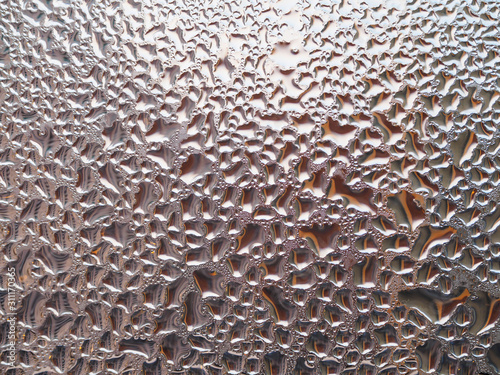 Lots of raindrops on the windowpane. Texture, background