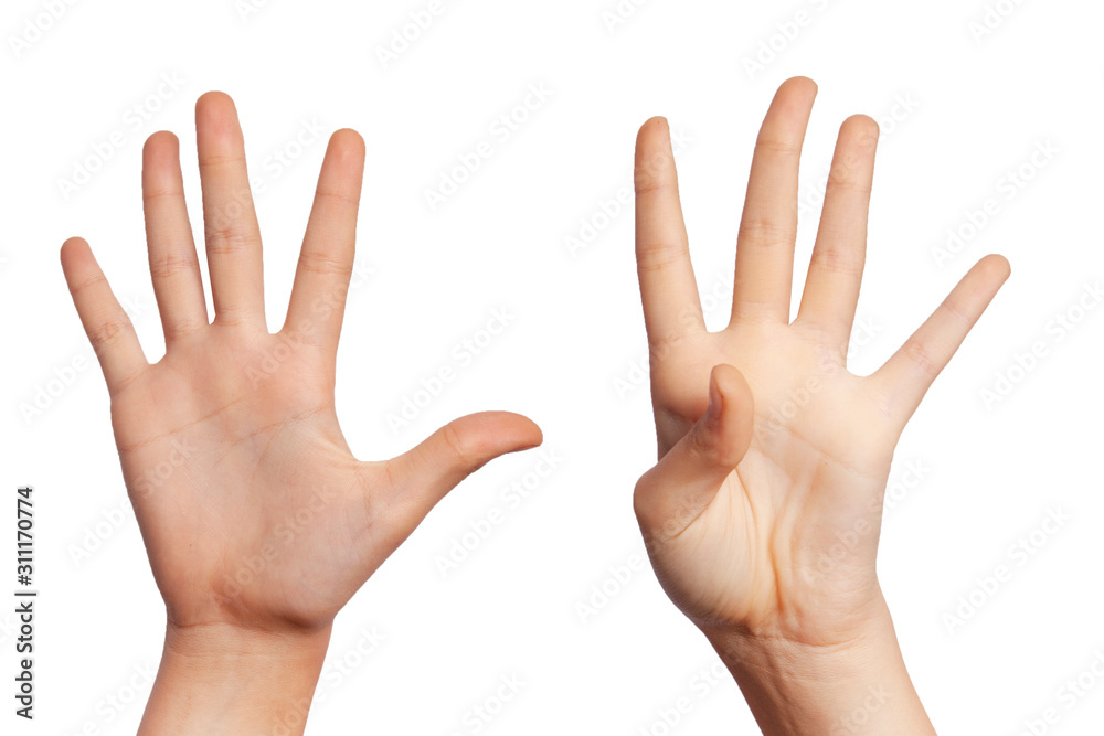 woman on white background is pointing to the number nine woman on white background is pointing to the number nine