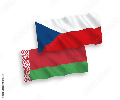Flags of Czech Republic and Belarus on a white background