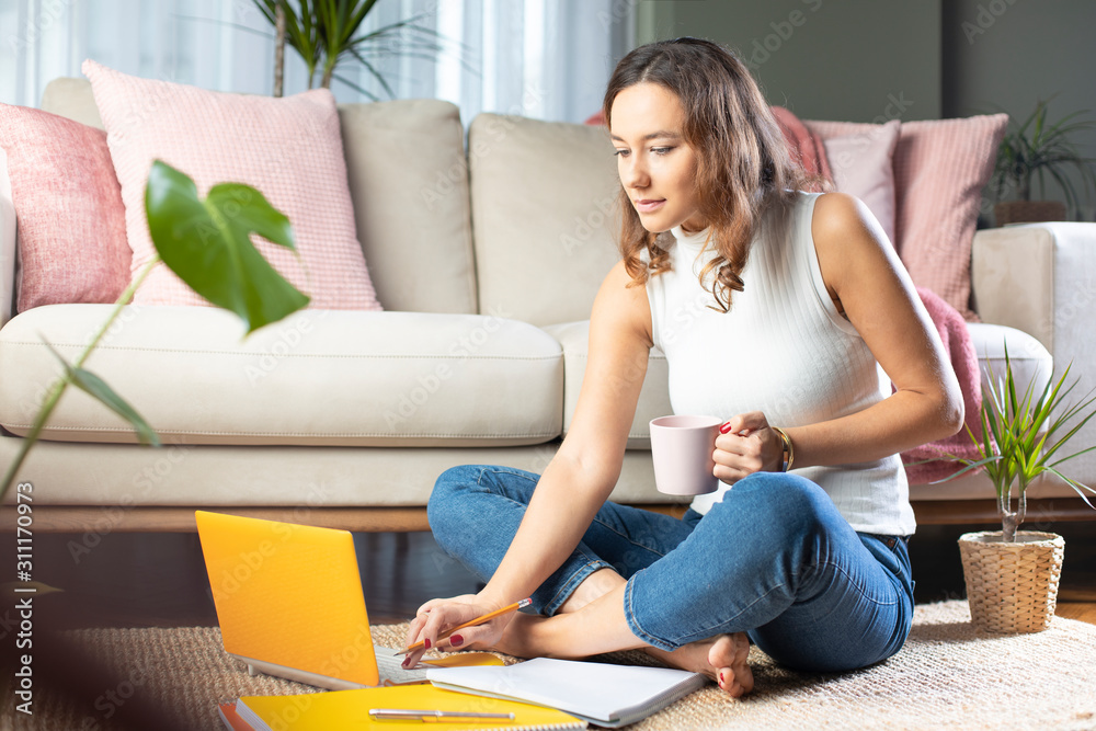 Young woman working at home Young woman working at home