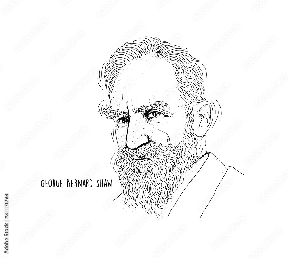 Εκτύπωση καμβά George Bernard Shaw portrait Line Art