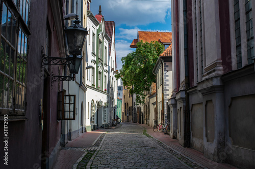 Historic streets in the Old Town of Riga, Latvia