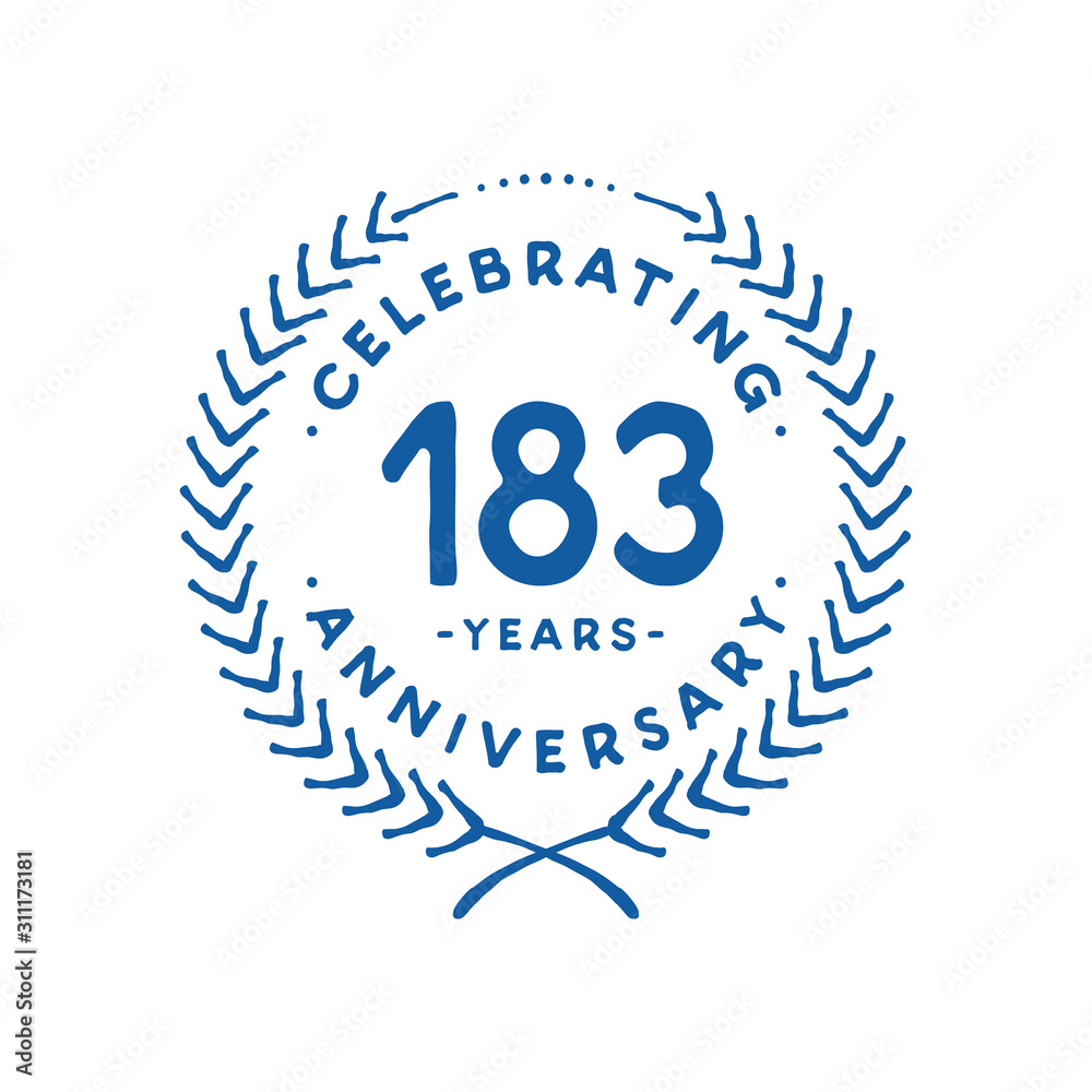 183 years design template. 183rd logo. Vector and illustration. 183 years design template. 183rd logo. Vector and illustration.