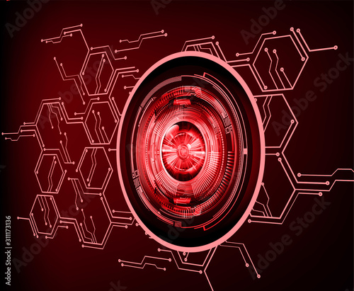 red eye cyber circuit future technology concept background