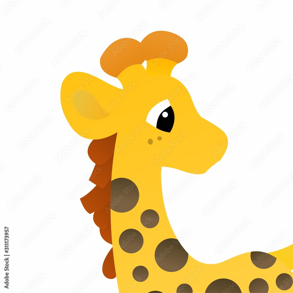 Illustration of Long-Necked Giraffes Cartoon, Cute Funny Character with,  Flat Design Stock Photo | Adobe Stock
