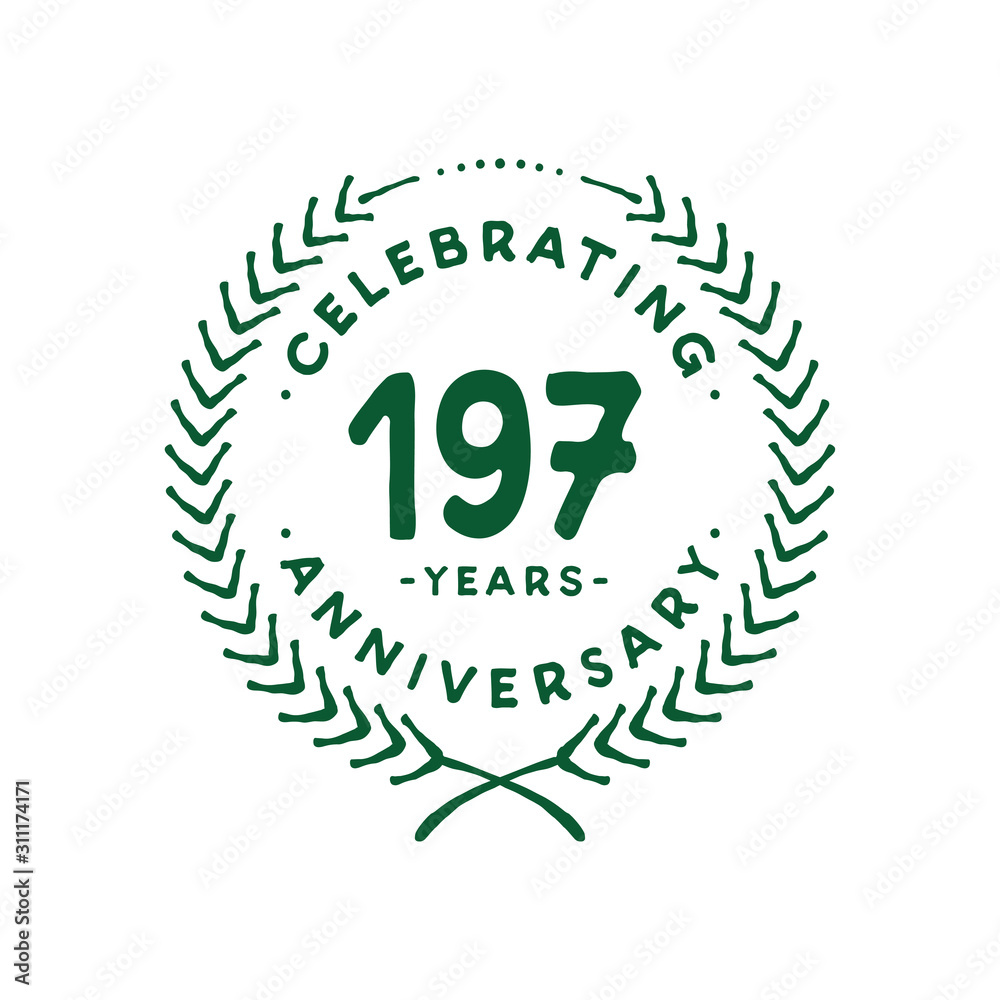197 years design template. 197th logo. Vector and illustration. 197 years design template. 197th logo. Vector and illustration.