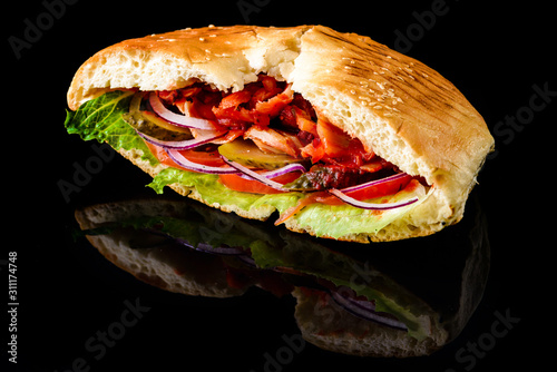 uzbek fast food on a black background photo