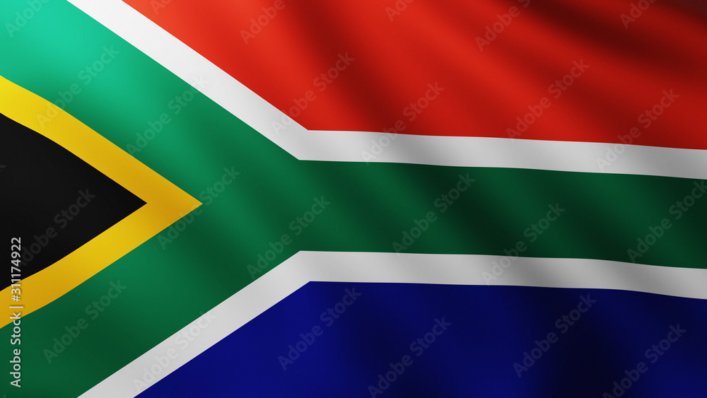 Fototapeta premium Large South African Flag background in the wind