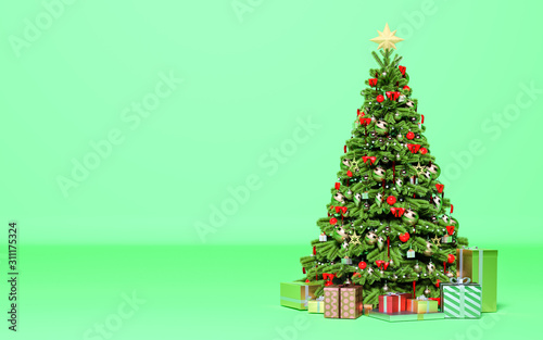 Christmas tree with gifts.