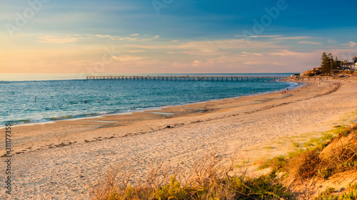Wallpaper Mural Port Noarlunga south beach coastline with people at sunset Torontodigital.ca
