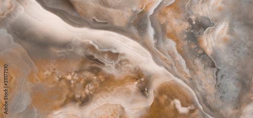 Polished onyx marble with high-resolution, brown tone emperador marble, natural breccia stone agate surface, modern Italian marble for interior-exterior home decoration tile and ceramic tile surface.