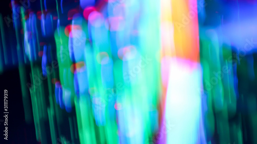 Christmas LED Tree Blur Image In Winter Night Light With Various Colors