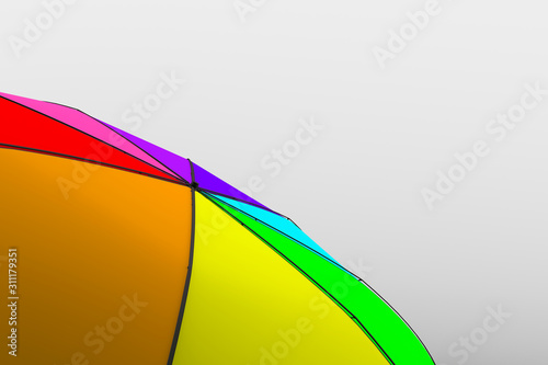 3d rendering of  individuality, leadership, LGBT rights concepts. Rainbow umbrella representing LGBT symbol. Horizontal composition with copy space.