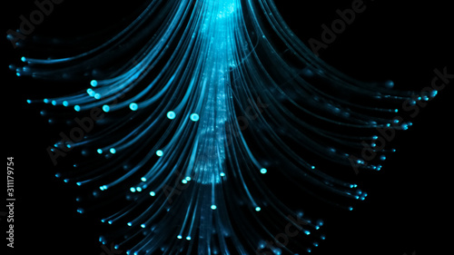 Christmas LED Tree Blur Image In Winter Night Light With Various Colors