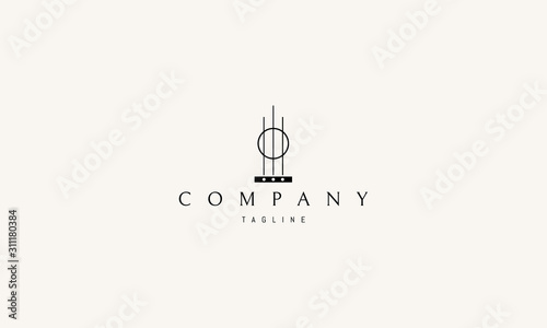 Vector logo on which an abstract image of a guitar neck.