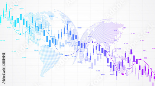 Stock market graph or forex trading chart for business and financial concepts. Stock market data. Bullish point, Trend of graph. Vector illustration.