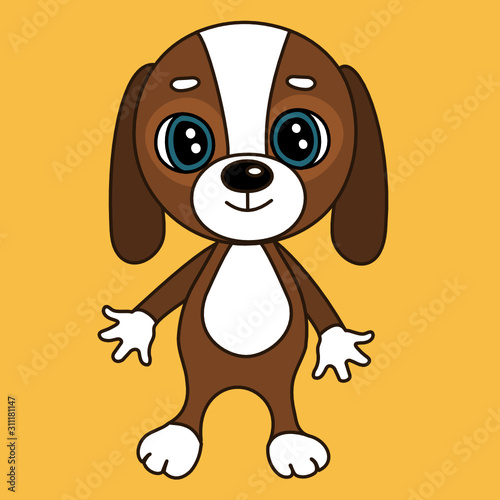 emoticon with a cool dog, who is standing and smiling, color vector illustration