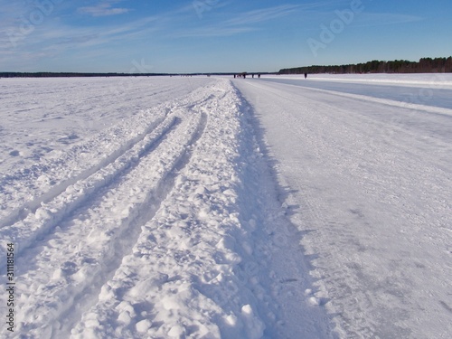 Frozen road in Northern Sweden, Lulea