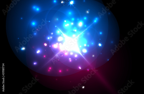 Abstract blue neon star background for celebration design. Luxury festive background.