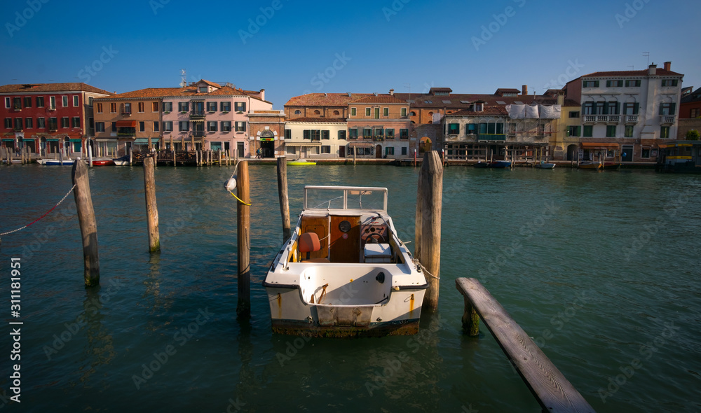 Early morning on the island of Murano. Islands and lagoon of Venice. Italy.