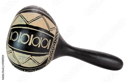 Isolated traditional African gourd percussion instrument. photo