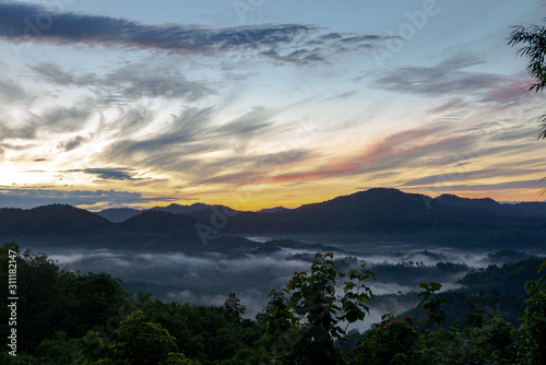 Forest and mountain in Sangkhlaburi District  Kanchanaburi Thailand 2019.