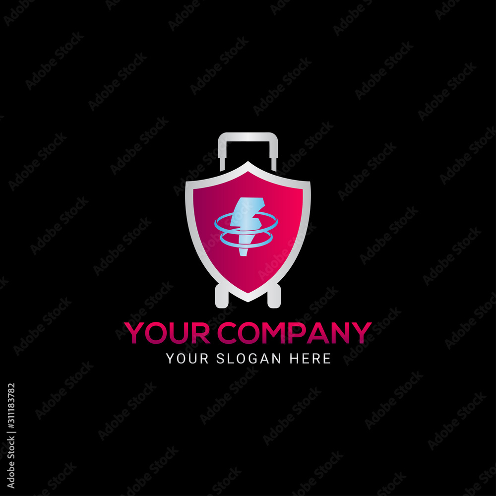 colorful shield and bag travel creative air logo vector