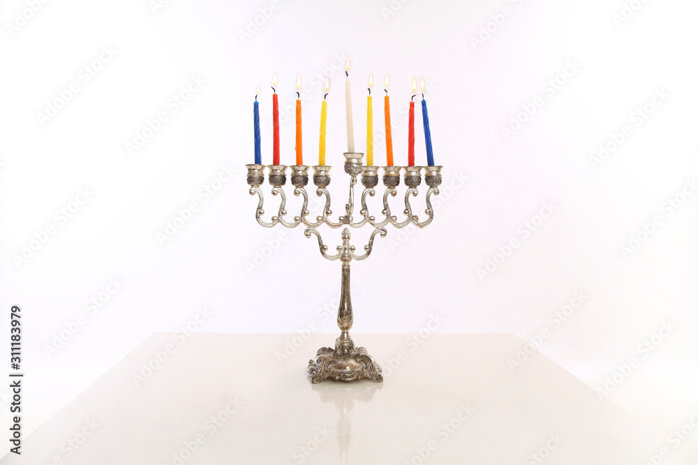 hanukkah menorah eight candles white background hanukkah menorah eight candles white background