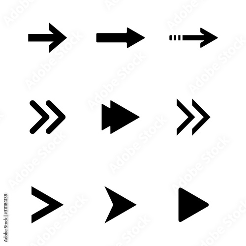 Arrow set icon vector. Collection arrow vector illustration. Simple design on white background.