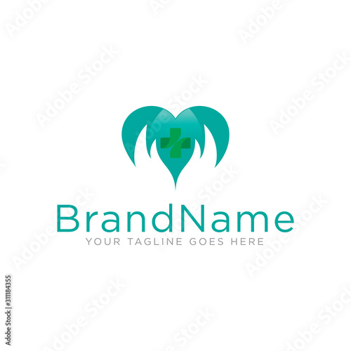 Medical pharmacy logo icon. Healthcare logo icon design represents hospital. Simple design on white background.