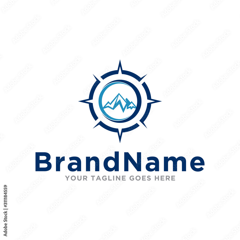 Fototapeta premium Compass logo icon vector. Compass adventure mountain logo illustration. Simple design on white background.