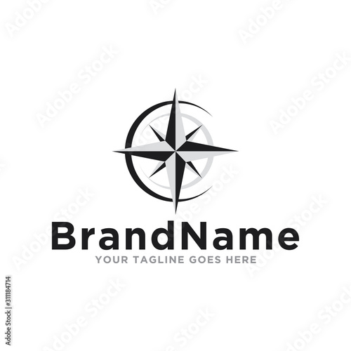 Compass logo icon vector. Compass adventure mountain logo illustration. Simple design on white background.
