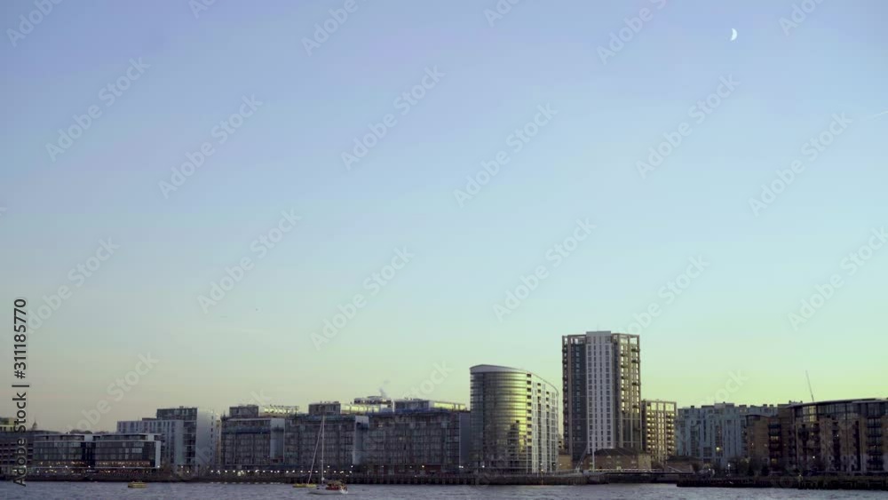 Video taken by riverside thames in LOG and colour corrected with a little peak of the moon on shot Video taken by riverside thames in LOG and colour corrected with a little peak of the moon on shot
