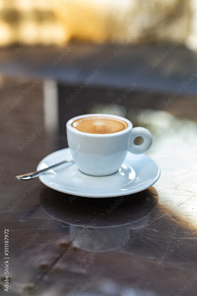 cup of coffee on the summer terrace