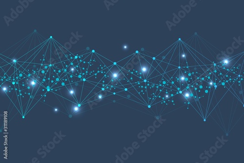 Big Data Visualization Background. Modern futuristic virtual abstract background. Science network pattern, connecting lines and dots. Global network connection .