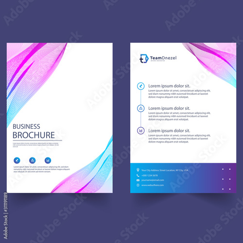 Brochure creative design. Multipurpose template with cover, back and inside pages. Trendy minimalist flat geometric design. Vertical a4 format