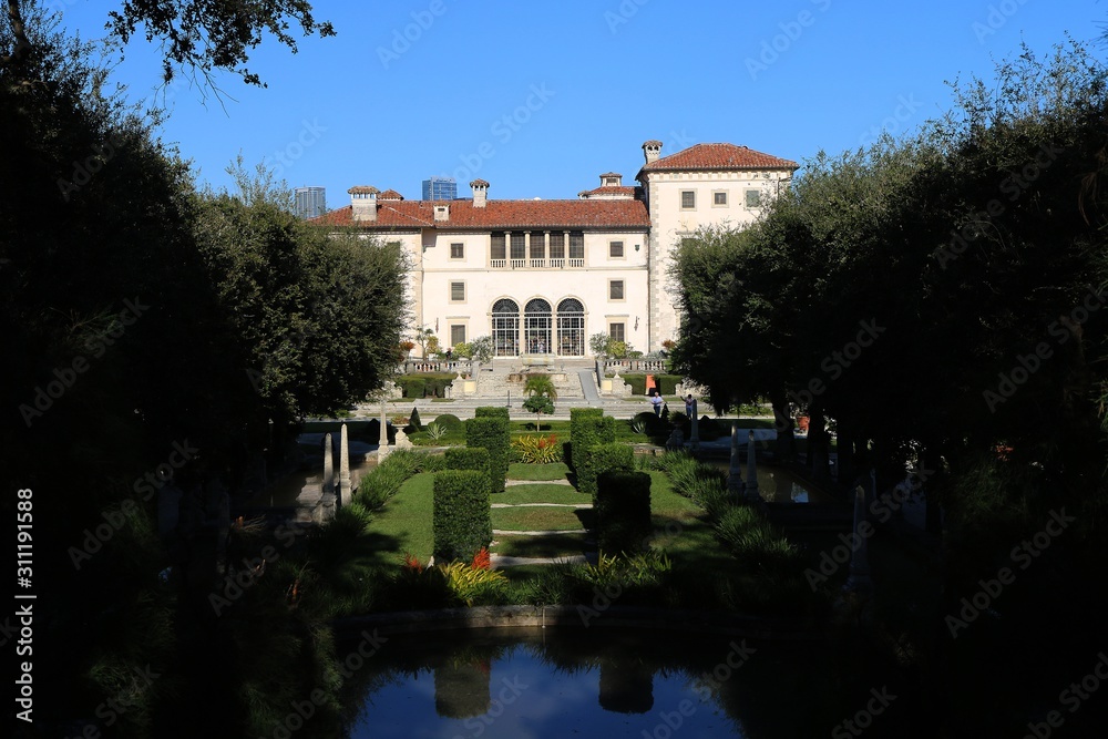 miami, florida, usa, Vizcaya Museum & Gardens, garden, palace, architecture, building, historic, park,