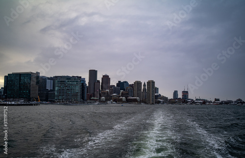 The Wake Of A Boat On A Winter Day In Boston Harbor