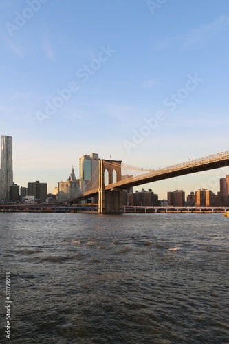 brooklyn bridge and lower manhattan, brooklyn bridge in new york, manhattan, architecture, new york, city, brooklyn bridge, usa, nyc, landmark, new york city, transportation, river, © Oleksandr