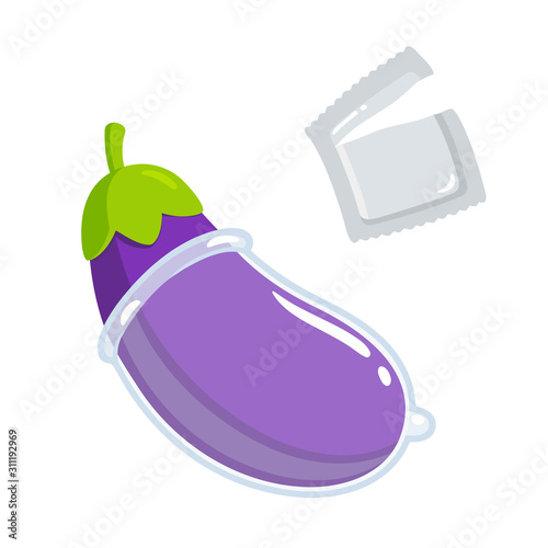 Eggplant condom illustration