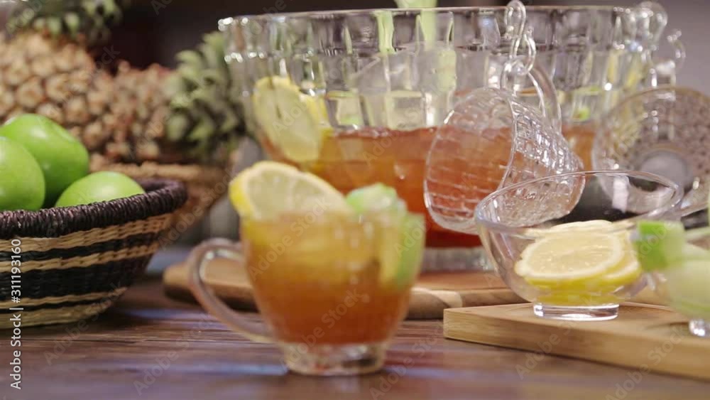 Beautiful Drinks With Fresh Fruit Garnish - Zoom In Beautiful Drinks With Fresh Fruit Garnish - Zoom In
