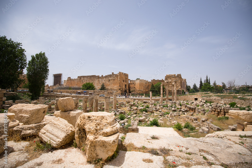 The Temple of the Muses. The ruins of the Roman city of Heliopolis or Baalbek in the Beqaa Valley. Baalbek, Lebanon - June, 2019