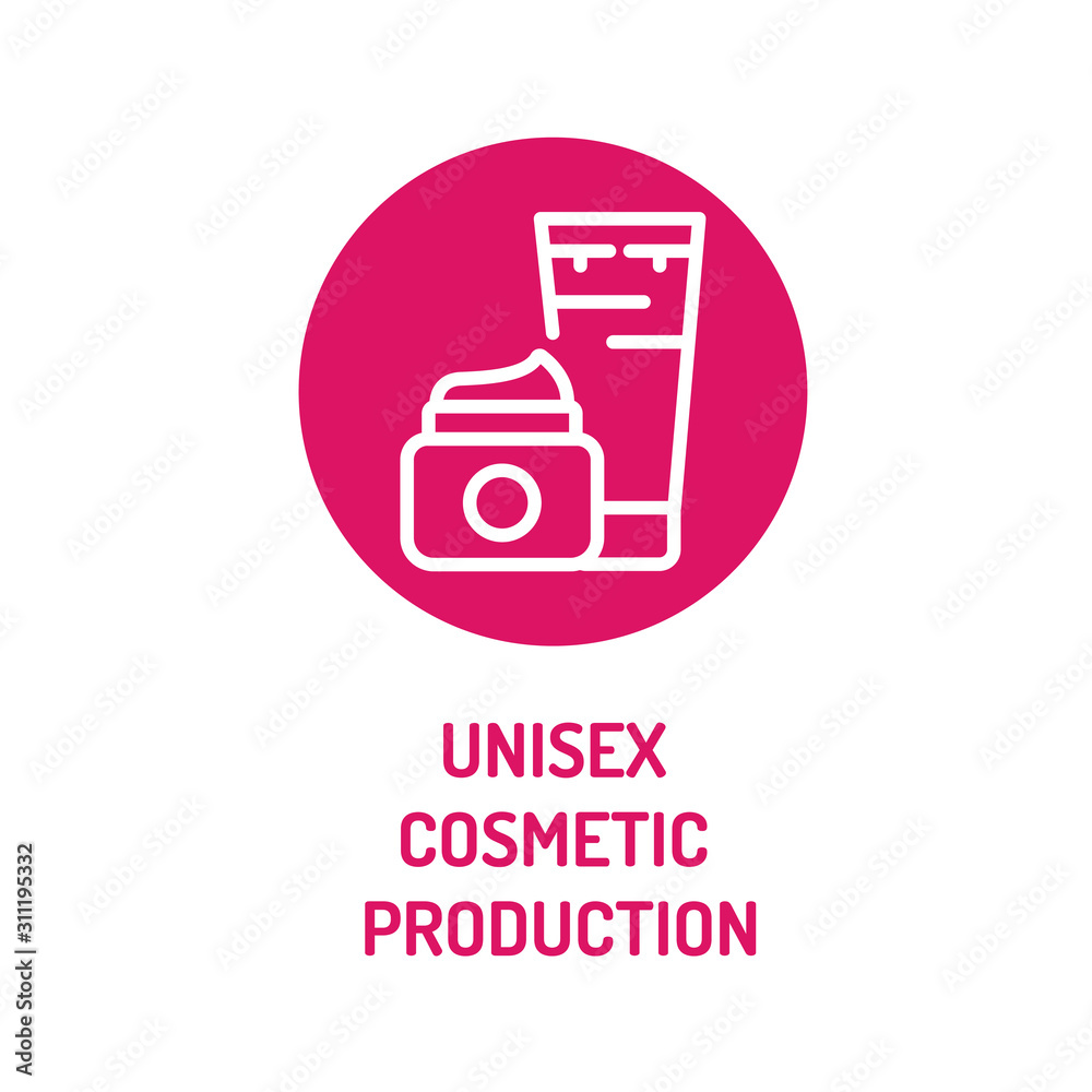Unisex cosmetic products line color icon. Beauty industry. Sign for web page, mobile app, button, logo. Vector isolated button. Editable stroke.