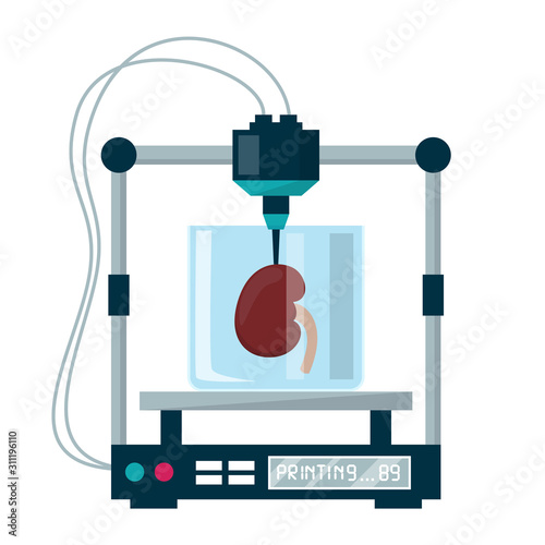 3D bioprinting vector isolated. Medical equipment for organ
