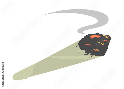 Joint vector isolated. Illegal cannabis narcotic. Marijuana smoking